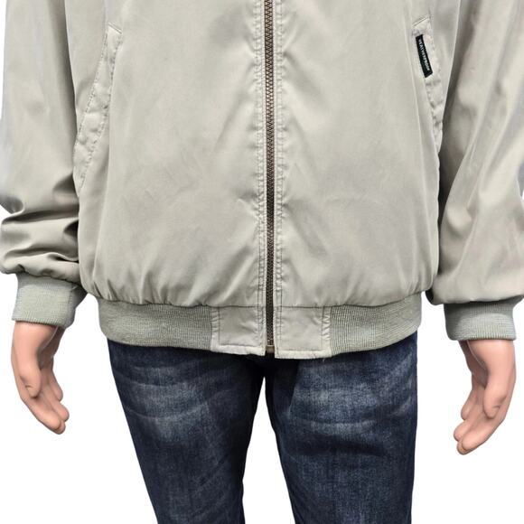 Weatherproof Microfiber Bomber Golf Jacket Men L Full zip Lined Pockets Khaki - Picture 4 of 12